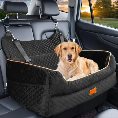 Premium Dog Car Seat for Large and Medium Breeds, Comfortable Booster Bed for Back Seat, Fully Detachable and Washable with Thick Cushion for Travel Comfort