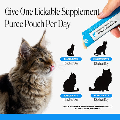 Pet Honesty Squeezables Skin & Coat Health Lickable Supplement for Cats - 20 Pouches